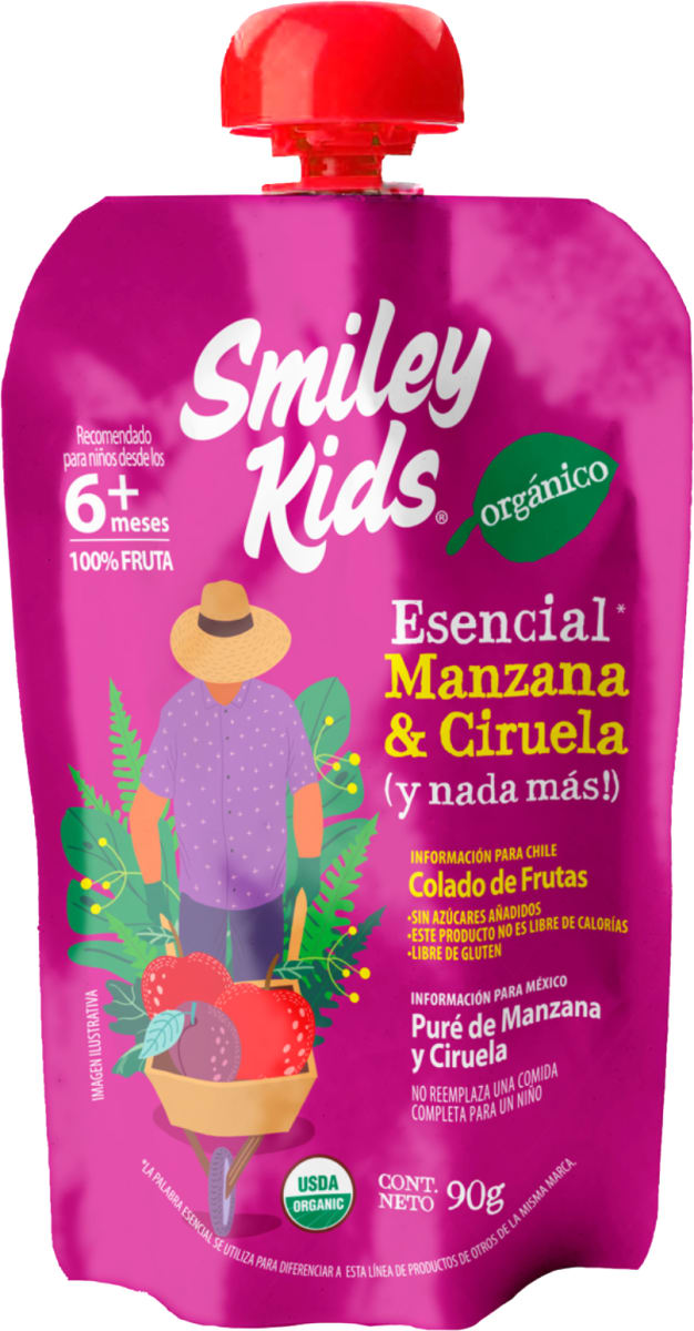 Compota Manzana Ciruela Orgánica Smiley Kids