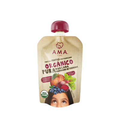 Puré manzana arándano betarraga orgánico 90g