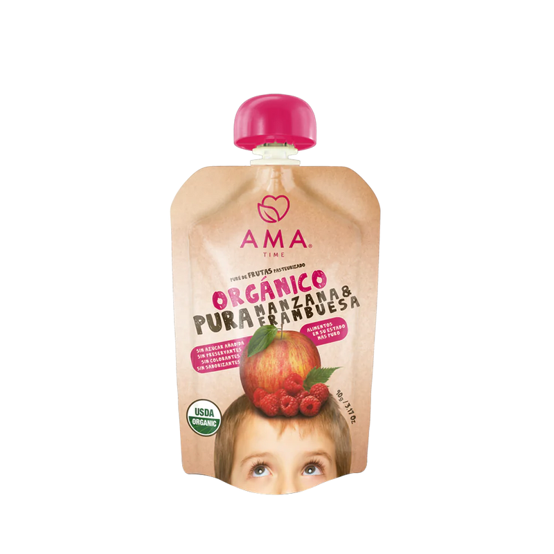 Puré manzana frambuesa orgánico 90g